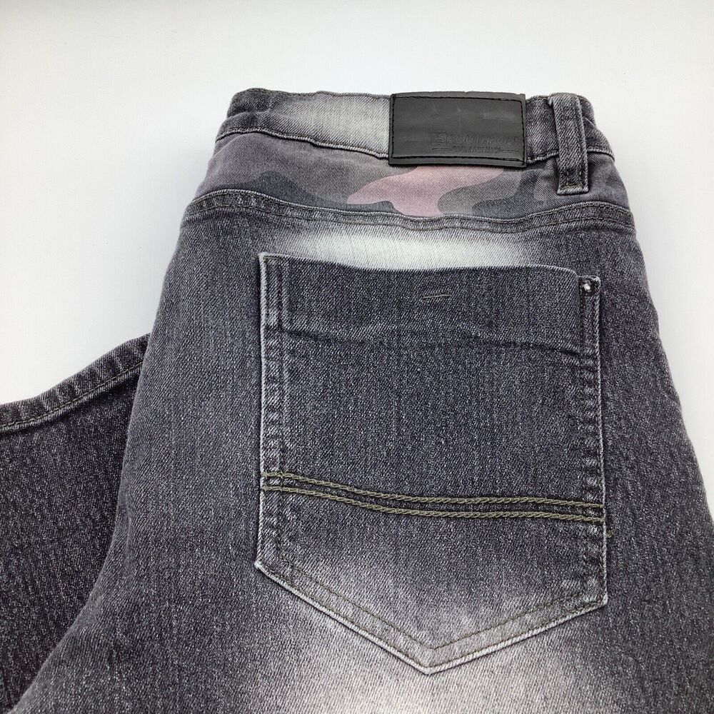 Southpole Mens Skinny Distressed Camo Jeans Gray Size 34 x 32 (Actual 32 x 31.5)